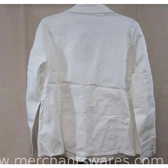 NWT-Denim & Co Large White Three Button Stretch Denim Blazer with Silver Buttons - Picture 5 of 11
